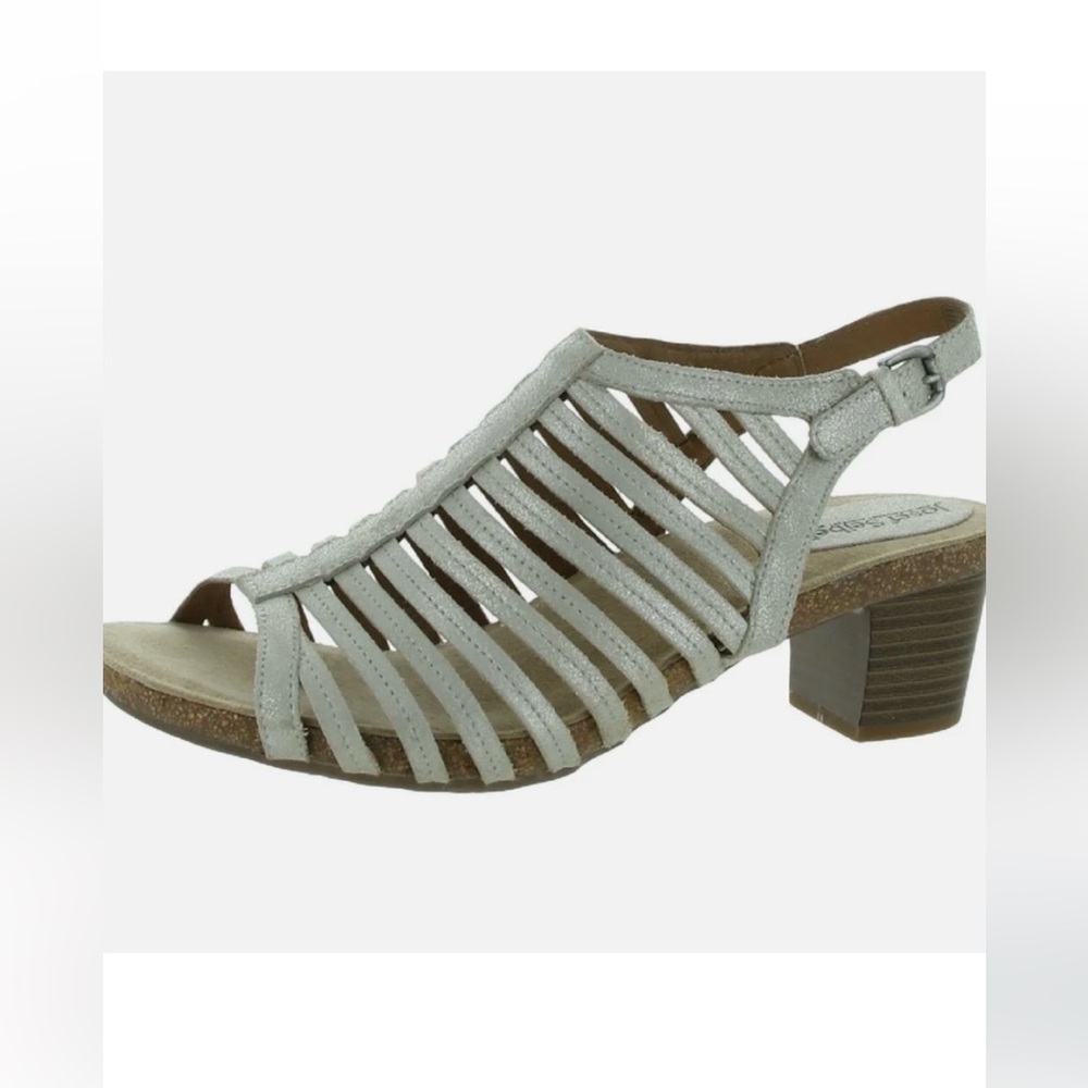 Josef Seibel Sunny 01 Womens Size 37/6.5 Sandals Block Heel Metallic‎ Leather